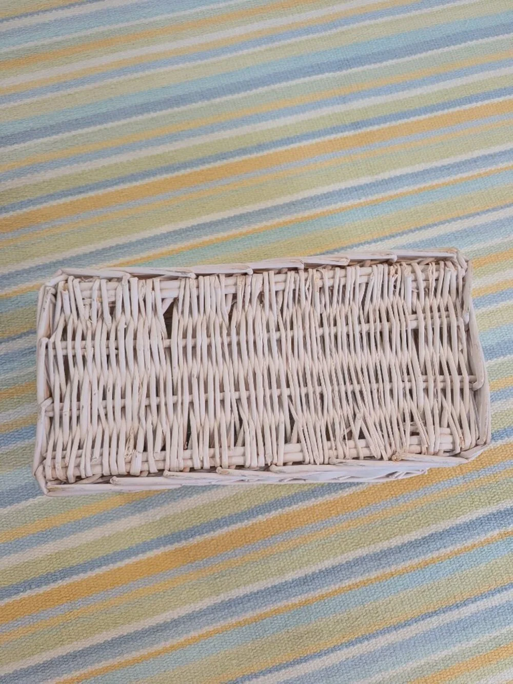 White Wicker Basket With Purple Polka Dot Liner
